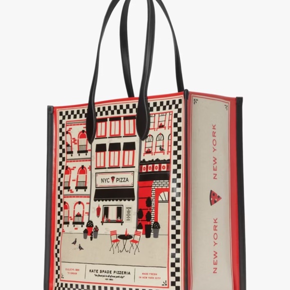 Kate Spade Slice Pizzeria Canvas Large Gotham Tote - Picture 2 of 9